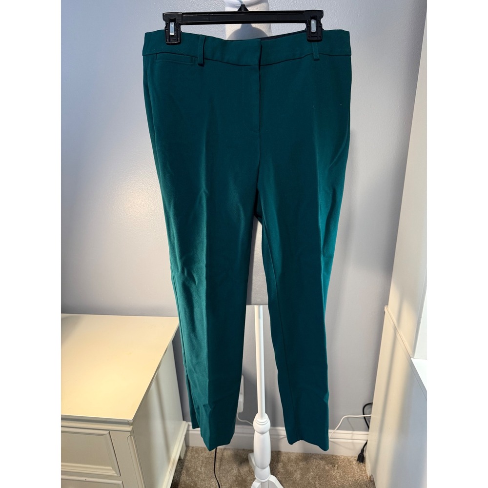 Talbots Hampshire Ankle Pants Women 8 Forest Green Textured Straight Leg Trouser